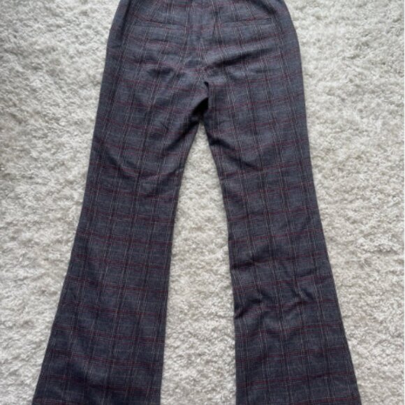 Veronica Beard Lebone Wool Blend Flare Trousers Size 0 High Waist Plaid Pants - Picture 4 of 7